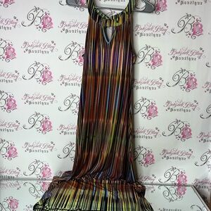 Mlle Gabrielle dress long ombré color stripes detail neck Vibrant Striped